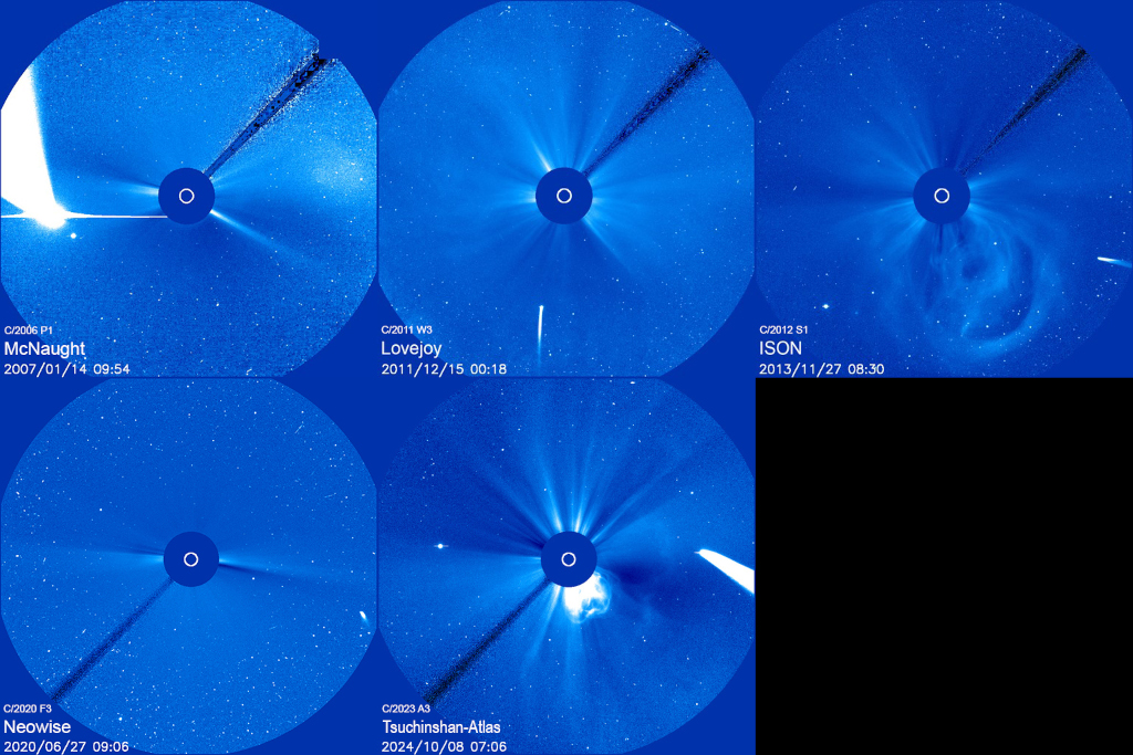 APOD: 2024 October 10 – Five Bright Comets from SOHO